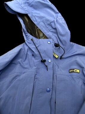 REI Gore Tex | Women's XL | Blue Hooded Full Zip Windbreaker Rain Jacket